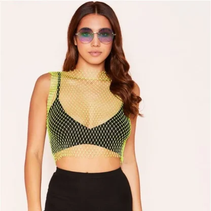 Sexy Rhinestone Net Top - Image 6