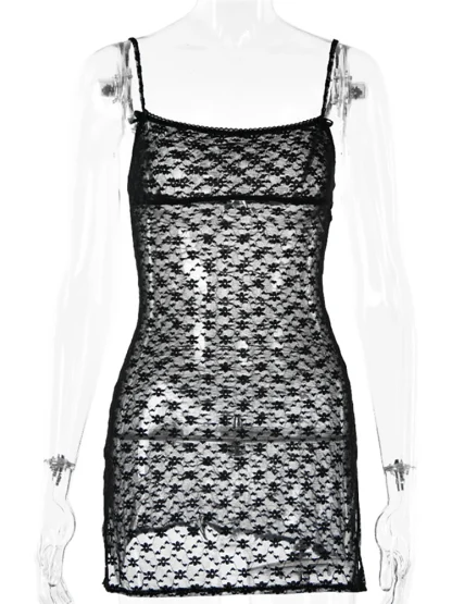Sexy Spaghetti Strap Mesh Dress - Image 6
